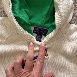 Polo by Ralph Lauren Ivory Sweater with Emerald Hood